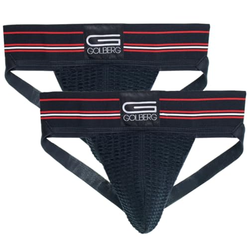 GOLBERG G Herren Athletic Supporters (2er-Pack) – Jock Strap Unterwäsche – extra stark elastisch, schwarz, Small von GOLBERG G