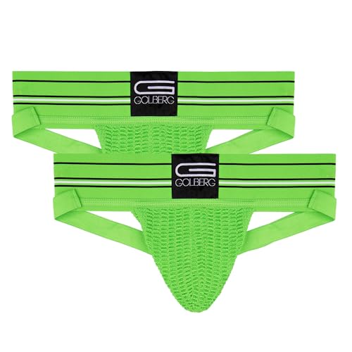 GOLBERG G Sportliche Sportler für Herren, Unterhose, extra stark, elastisch, 2 Stück, neon green, X-Small von GOLBERG G