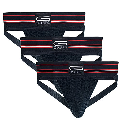 GOLBERG G Sportliche Unterstützer für Herren (3er-Pack) – Jock Strap Unterwäsche – extra stark elastisch – und Größen, Schwarz, Medium von GOLBERG G