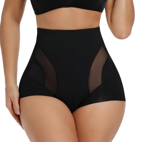 GOLD CARP Shapewear Damen Bauchweg Unterhose Body Shaper Miederhose Hohe Taille Miederslips Atmungsaktive Figurformende Unterwäsche,Schwarz,XXL von GOLD CARP