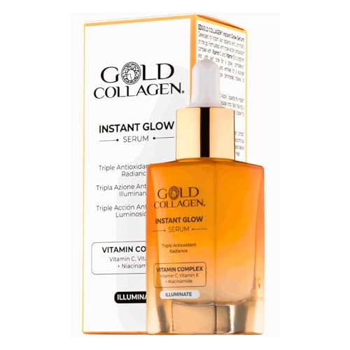 GOLD COLLAGEN Instant Glow - Serum, Vitamin C und Vitamin E, dreifache Antioxidationswirkung, adstringierendes Gesichtsserum, Anti-Falten, für Damen und Herren, mit Niacinamid, Skin Care, 30 ml von GOLD COLLAGEN