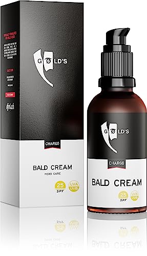 GØLD's BALD CREAM Glatzencreme mattierend | 50 ml | Sonnenschutz LSF 25 UVA & UVB Filter | Glatzen Pflege für Männer nach dem Rasieren | Glatze Creme | frei von Octocrylenen von GOLD's BEARD OIL