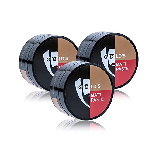 GØLD´s Haarwachs Matt Paste für Männer - Natürlicher Look, 24h Halt, Mattes Finish - Für jedes Haar - Vegan - Trio (3 x 100ml) von GOLD's BEARD OIL