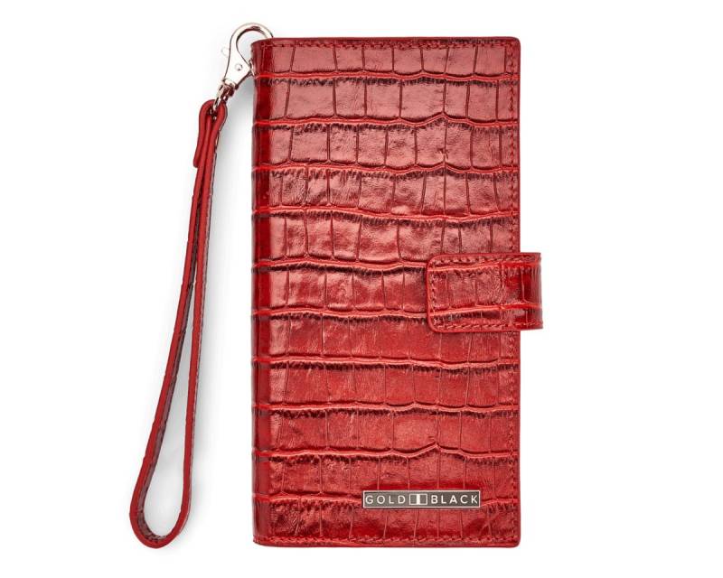 GOLDBLACK Geldbörse Billion Geldbörse mit Handyfach aus Leder Kroko-Prägung Rot von GOLDBLACK
