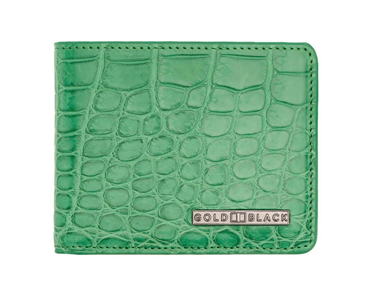 GOLDBLACK Geldbörse Geldbörse GM Krokodilleder grün von GOLDBLACK