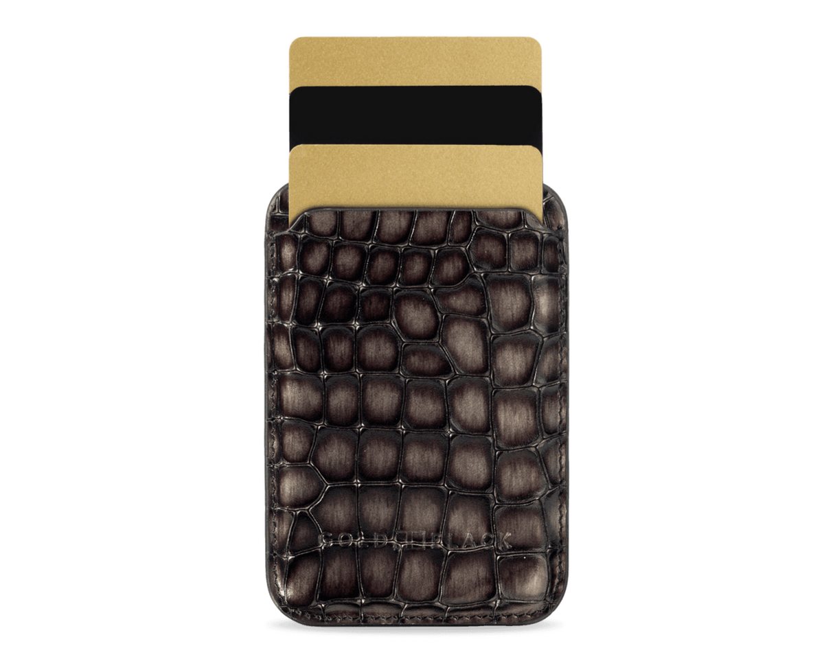 GOLDBLACK Geldbörse iPhone MagSafe Wallet Leder MILANO-Design Grau von GOLDBLACK