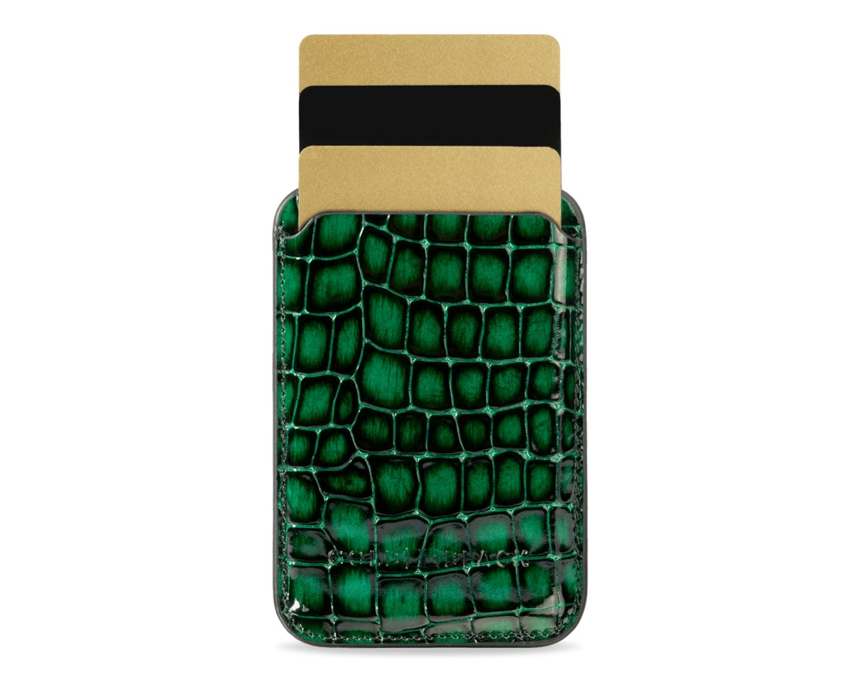 GOLDBLACK Geldbörse iPhone MagSafe Wallet Leder MILANO-Design Grün von GOLDBLACK