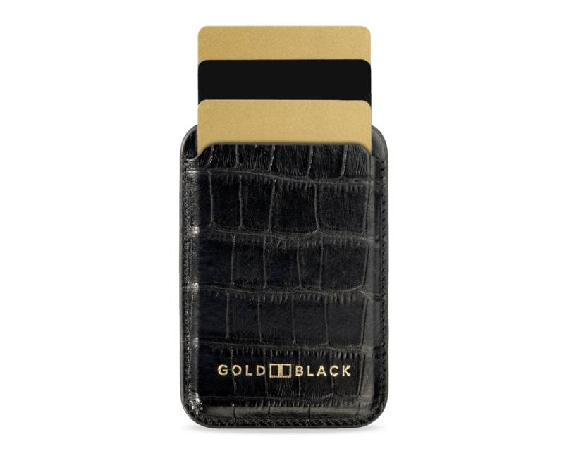 GOLDBLACK Geldbörse iPhone MagSafe Wallet Leder mit Kroko-Prägung Schwarz von GOLDBLACK