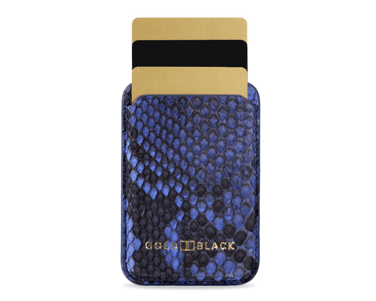 GOLDBLACK Geldbörse iPhone MagSafe Wallet Pythonleder Blau von GOLDBLACK