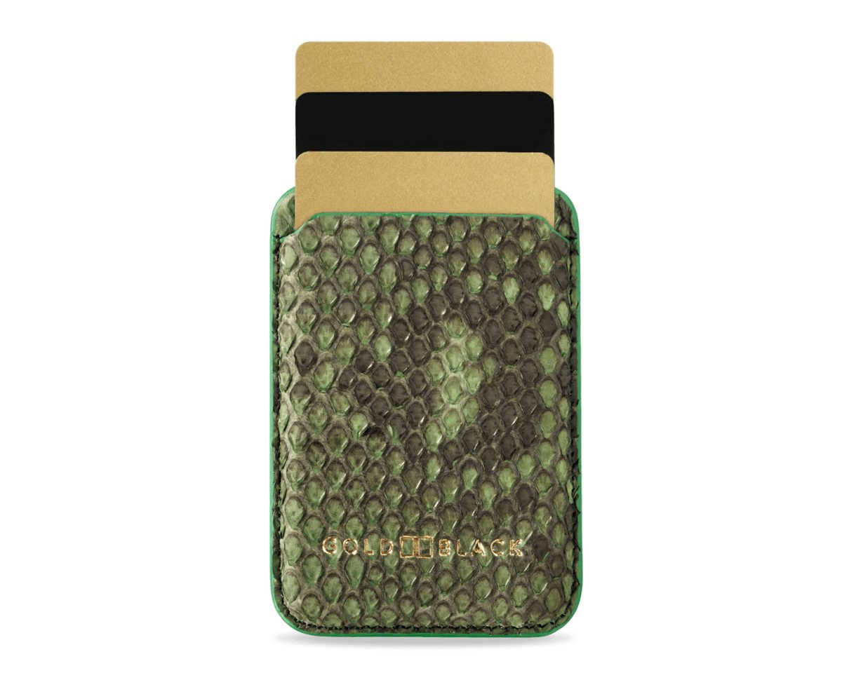 GOLDBLACK Geldbörse iPhone MagSafe Wallet Pythonleder Grün von GOLDBLACK