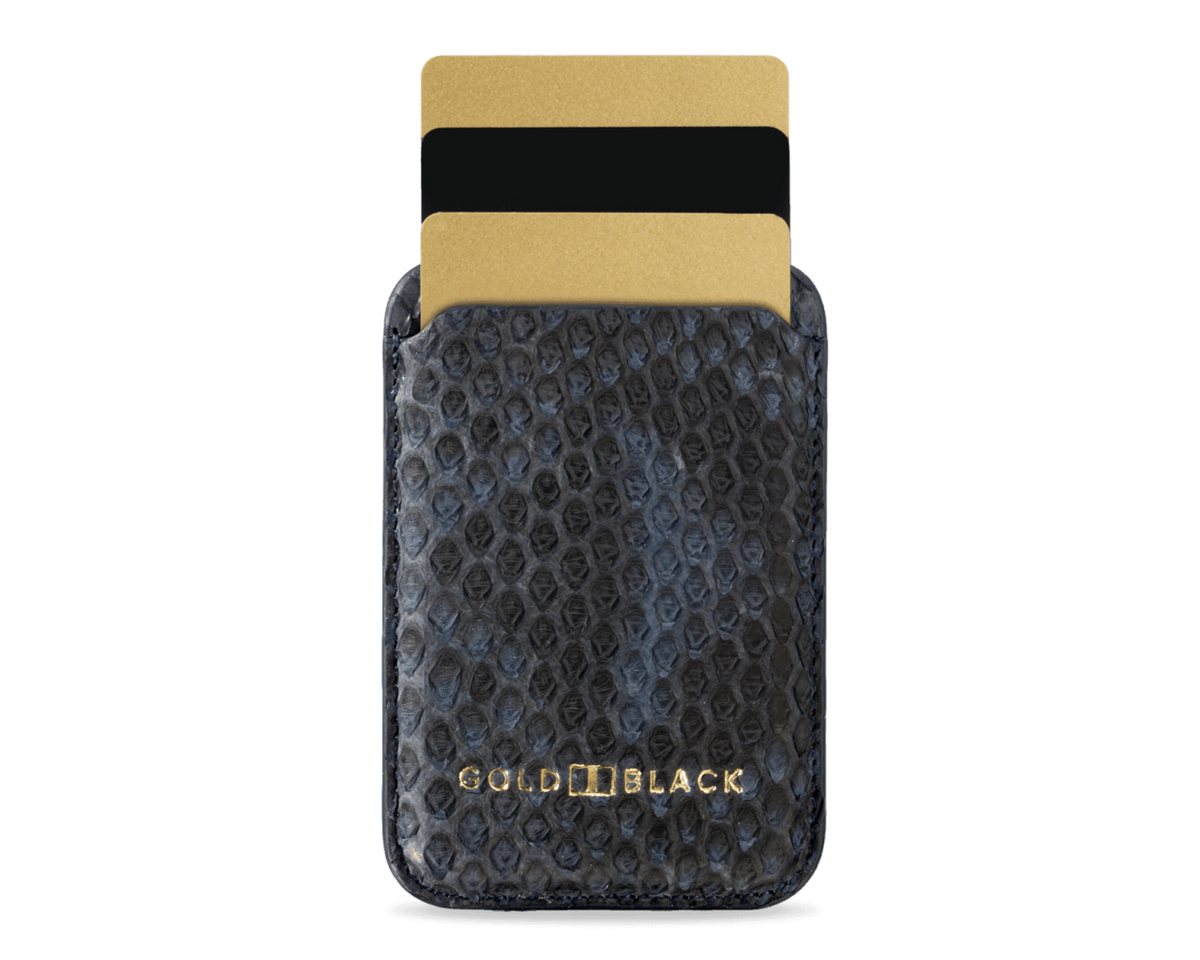 GOLDBLACK Geldbörse iPhone MagSafe Wallet Pythonleder Navy Blau von GOLDBLACK