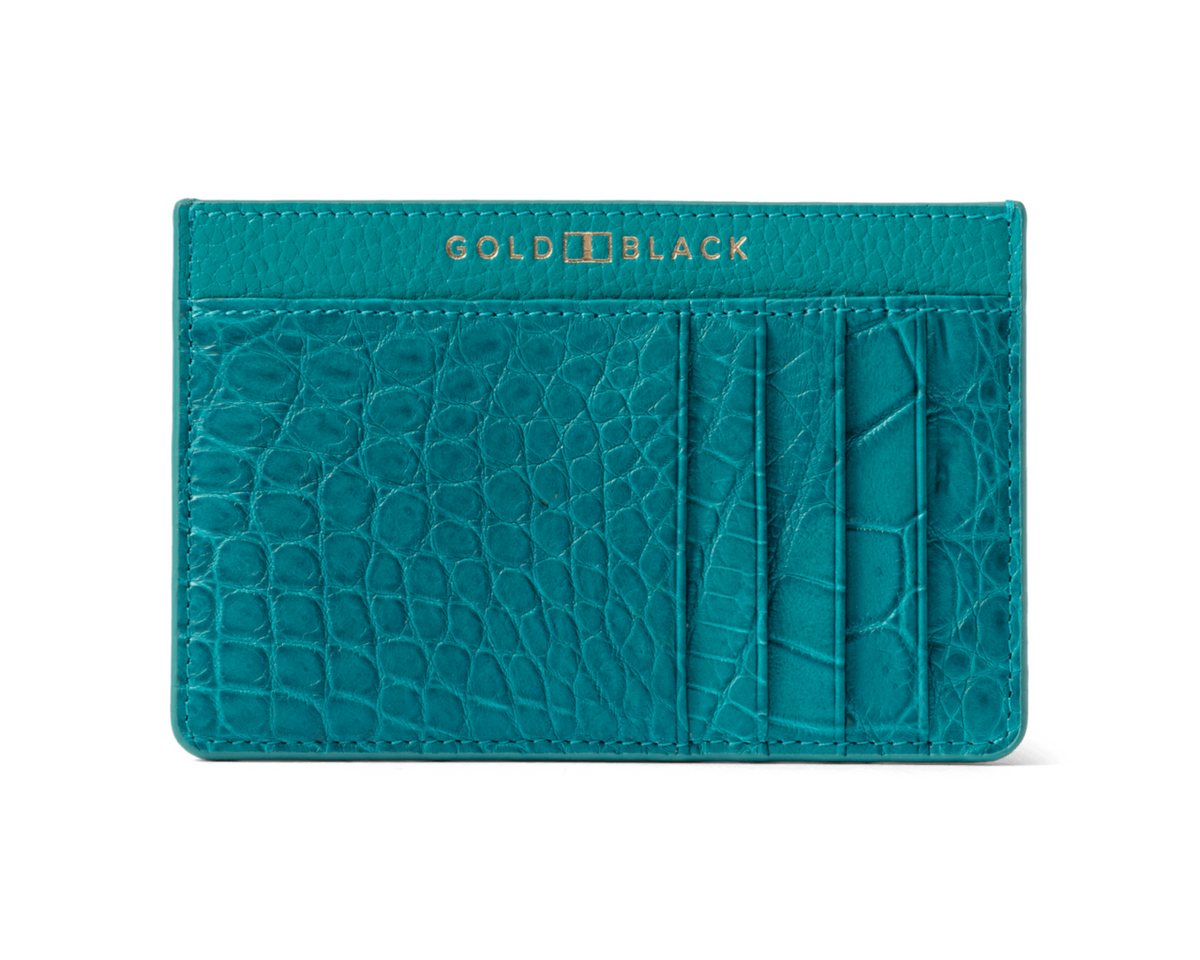 GOLDBLACK Kartenetui Royal Kartenetui Krokodilleder Turquoise Blau Limited Edition von GOLDBLACK