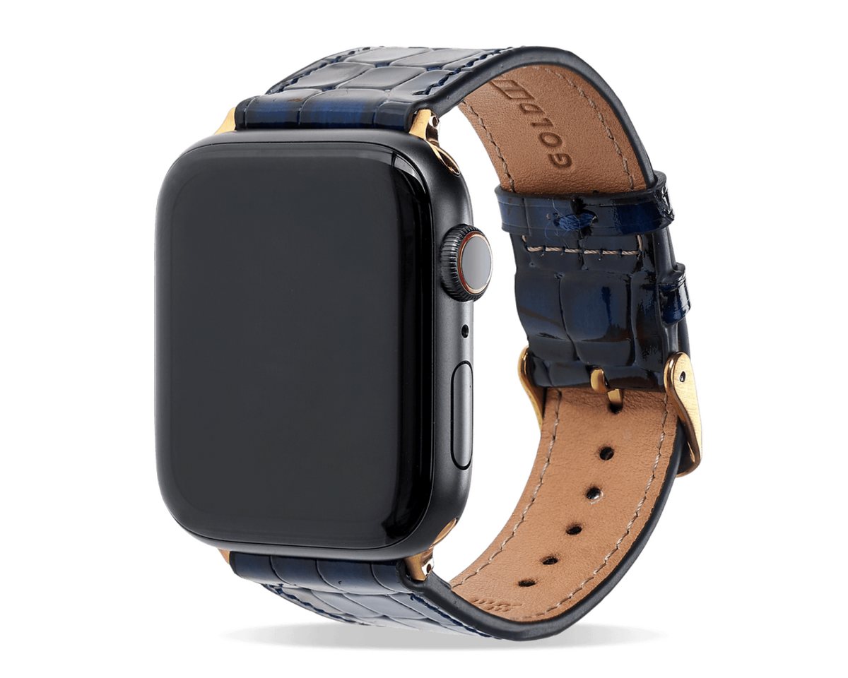 GOLDBLACK Smartwatch-Armband Apple Watch Armband MILANO-Design blau (Adapter gold) von GOLDBLACK