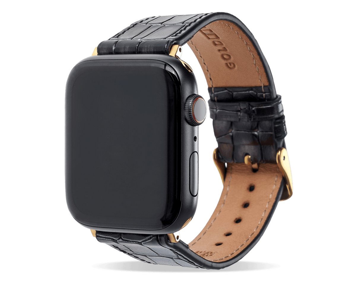 GOLDBLACK Smartwatch-Armband Apple Watch Armband MILANO-Design grau (Adapter gold) von GOLDBLACK