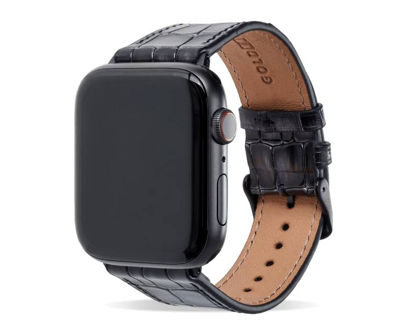 GOLDBLACK Smartwatch-Armband Apple Watch Armband MILANO-Design grau (Adapter schwarz) von GOLDBLACK