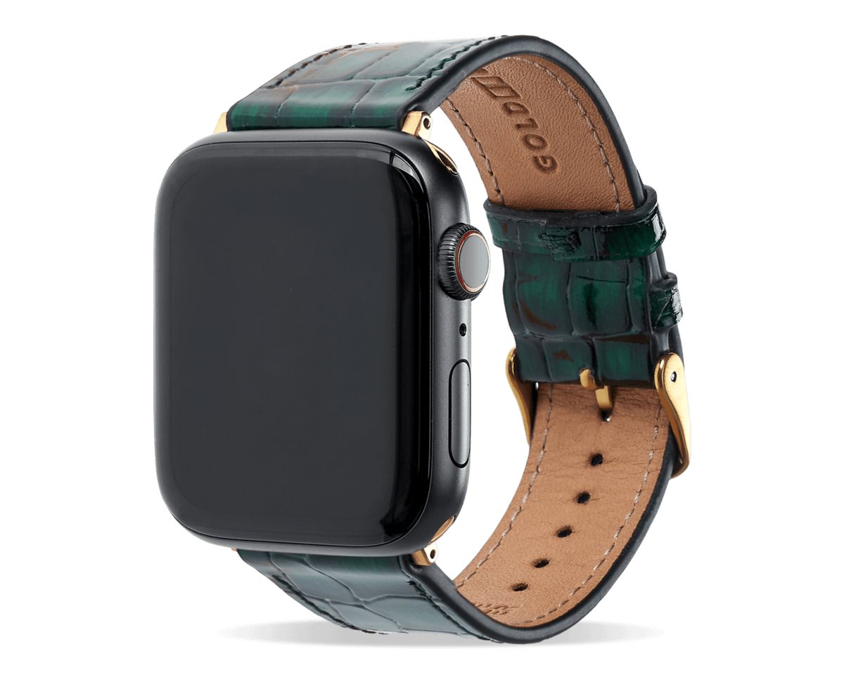 GOLDBLACK Smartwatch-Armband Apple Watch Armband MILANO-Design grün (Adapter gold) von GOLDBLACK
