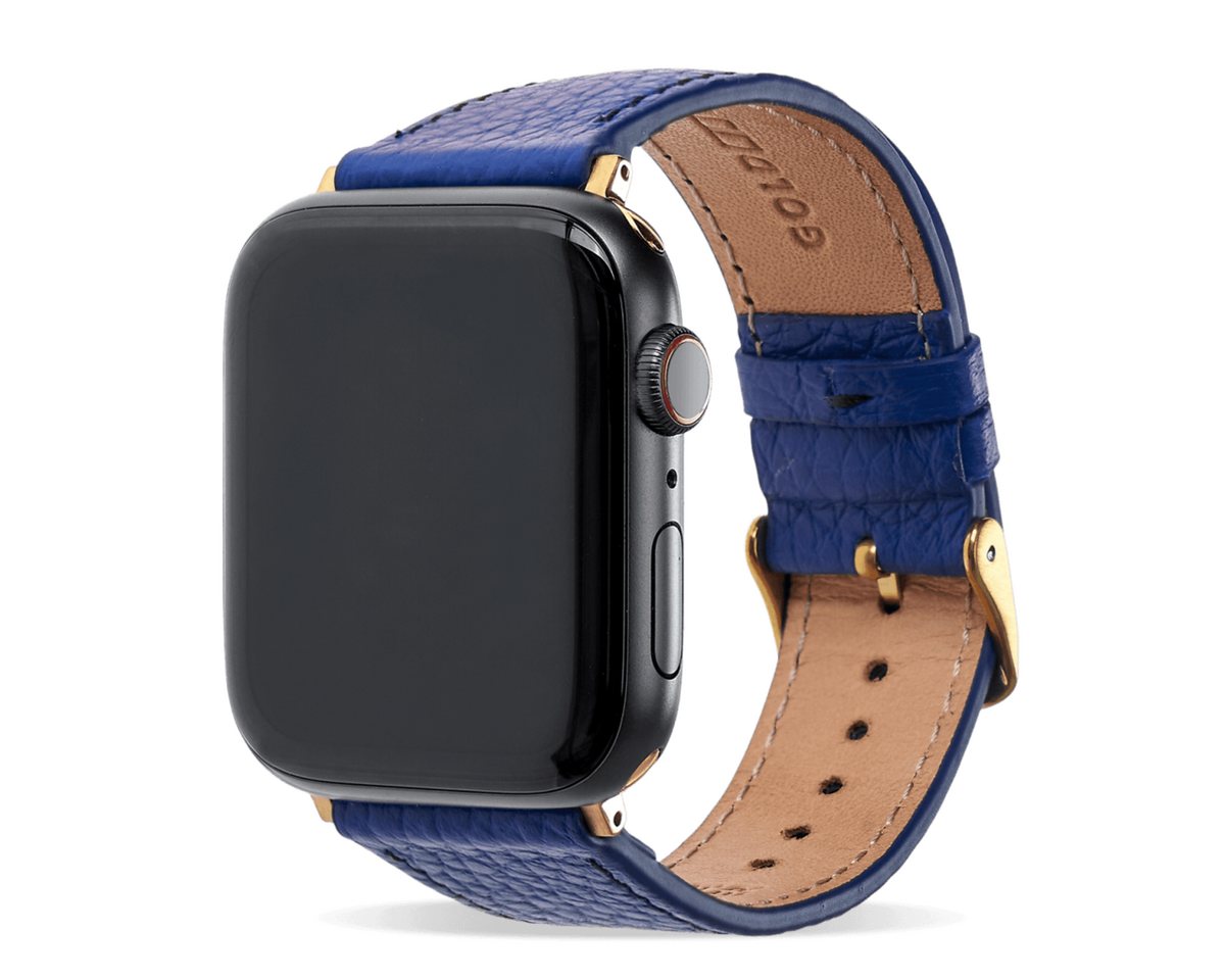GOLDBLACK Smartwatch-Armband Apple Watch Armband Nappa blau (Adapter gold) von GOLDBLACK