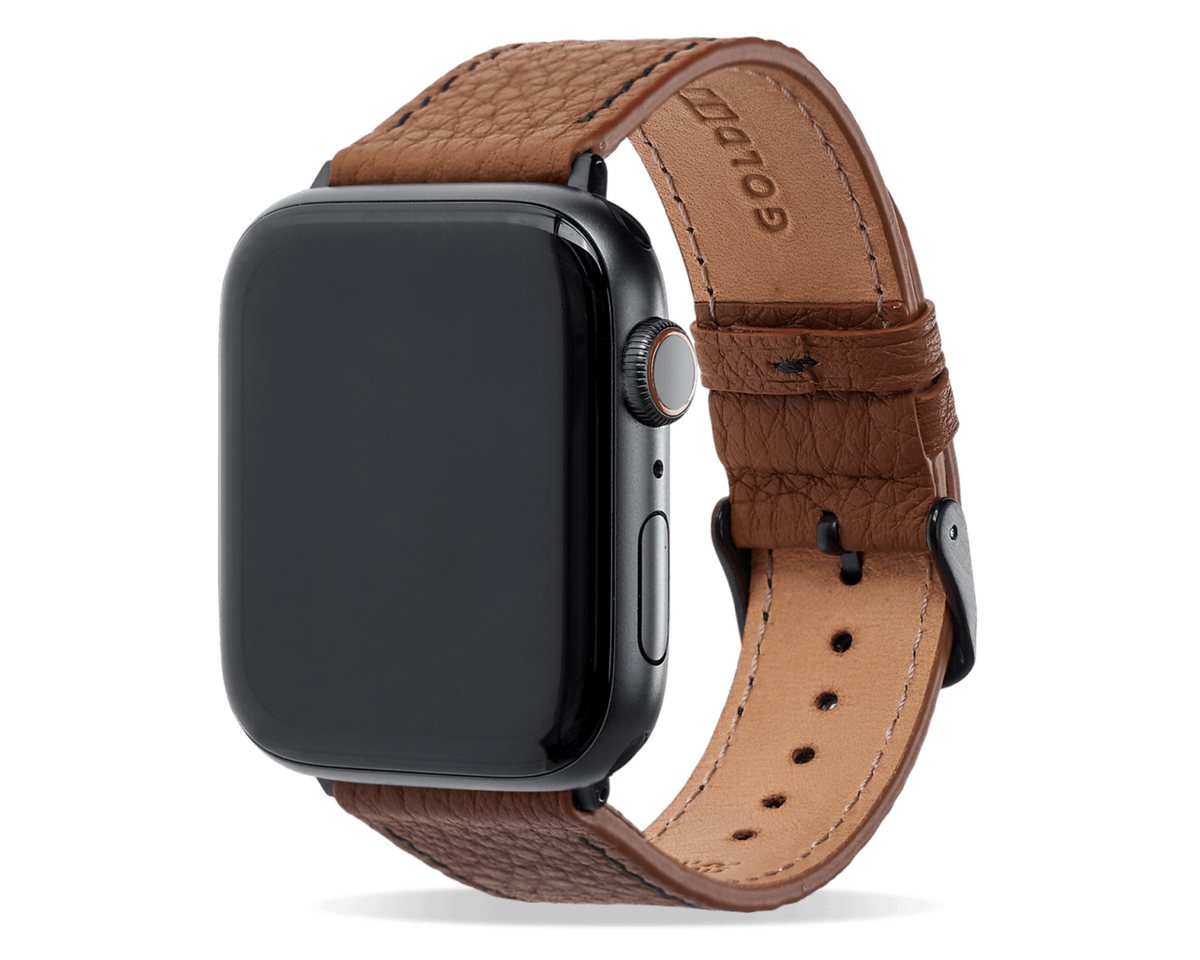 GOLDBLACK Smartwatch-Armband Apple Watch Armband Nappa braun (Adapter schwarz) von GOLDBLACK