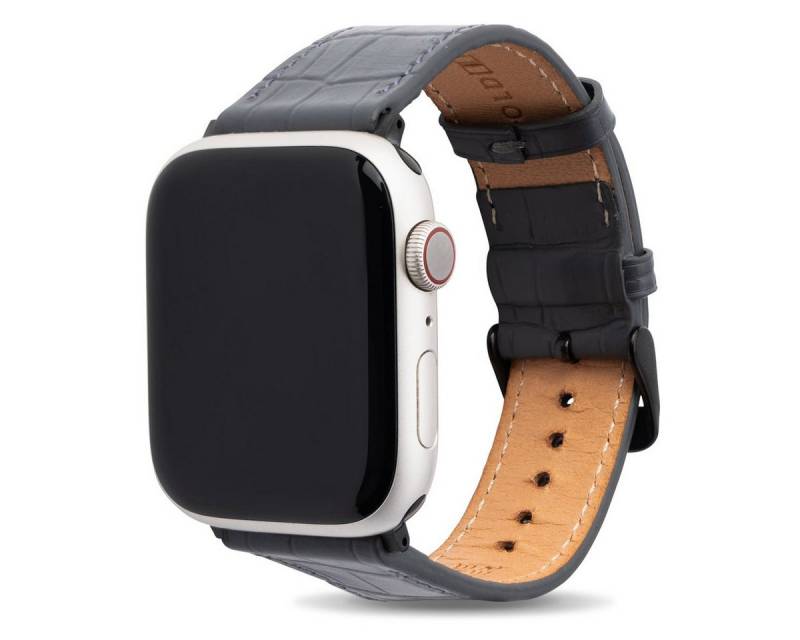 GOLDBLACK Smartwatch-Armband Apple Watch Leder Armband CrocPrestige grau (Adapter schwarz) von GOLDBLACK