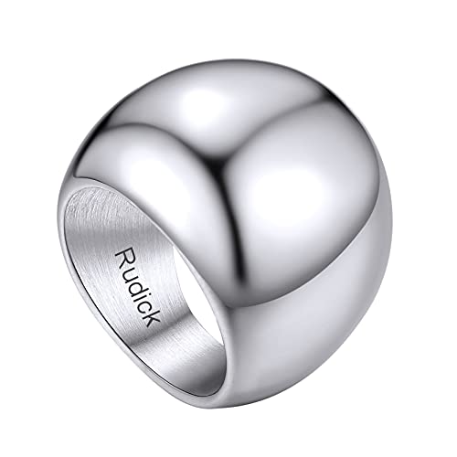 Benutzerdefinierter Schlichter polierter Siegelring mit Namen/Wunsch Gravur 23.5mm Edelstahl Dünne Stapelbarer Kuppelring Schmal Freundschaftsringe Partnerring Ringgröße 62.1（19.8） in Silber von GOLDCHIC JEWELRY