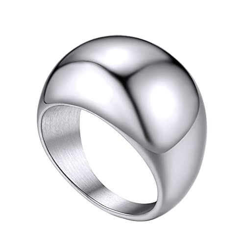 GOLDCHIC JEWELRY Dünne Stapelbarer Ringe für Damen Glänzend Poliert Siegelring 16mm breit Edelstahl Einfacher Gewölbtes Verlobungsband Glossy Dome Ring Ringgröße 67.2（21.4） in Silber von GOLDCHIC JEWELRY