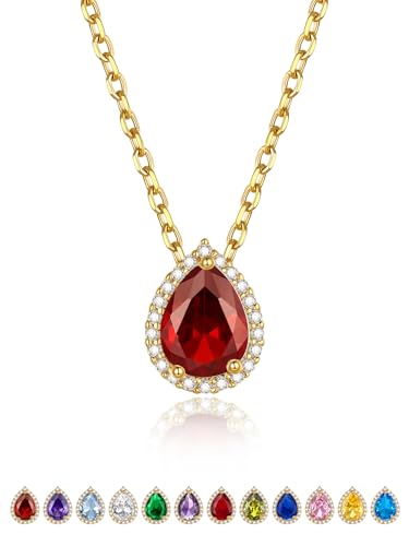 GOLDCHIC JEWELRY Damen Kette Januar Halskette Frauenkette 41CM Kupfer Rolokette Geburtsstein Granat Choker Layering-Kette Schmuck Accessoire GOLDCHIC JEWELRY Damen Kette Januar Halskette Frauenkette 41CM Kupfer Rolokette Geburtsstein Granat Choker Layering-Kette Schmuck Accessoire von GOLDCHIC JEWELRY