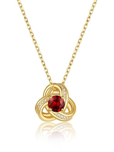 GOLDCHIC JEWELRY Damen Kette Januar Halskette Keltische Knoten Frauenkette 41CM Kupfer Rolokette Geburtsstein Granat Choker Layering-Kette Zirkonia Schmuck Accessoire GOLDCHIC JEWELRY Damen Kette Januar Halskette Keltische Knoten Frauenkette 41CM Kupfer Rolokette Geburtsstein Granat Choker Layering-Kette Zirkonia Schmuck Accessoire von GOLDCHIC JEWELRY