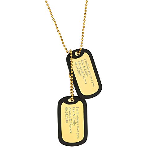 GOLDCHIC JEWELRY Dog Tag Kette Herren Erkennungsmarke Edelstahl Anhänger Herren Militär Armee Dog Tag Anhänger mit Wunsch Gravur für Männer/Jungen,Kettenlanger 60cm von GOLDCHIC JEWELRY