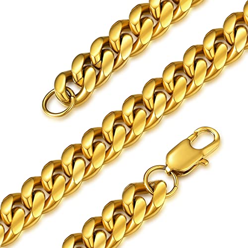 GOLDCHIC JEWELRY Edelstahl Kompakte Kuba Ketten Klassische Herren Ketten in Breit 6/10/14 MM, Edelstahl Kompakte Kuba Ketten für Herren mit Silber/Gold/Schwarz 3 Farben,Verschiedenelänger 46-76 cm von GOLDCHIC JEWELRY