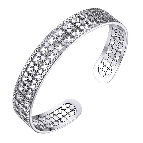 GOLDCHIC JEWELRY Frauen Offen Armreif Schmuck aus Edelstahl Aushohlen Stern Vintage Silberfarbe Damen Armband Frauen Armbänder einstellbar Damen/Frauen Armbänder GOLDCHIC JEWELRY Frauen Offen Armreif Schmuck aus Edelstahl Aushohlen Stern Vintage Silberfarbe Damen Armband Frauen Armbänder einstellbar Damen/Frauen Armbänder von GOLDCHIC JEWELRY