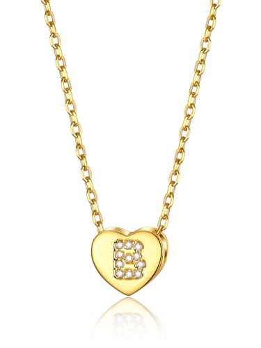 GOLDCHIC JEWELRY Herzkette Damen Kette B Mädchen Halskette mit Buchstaben Kupfer Rolokette 1,4MM breit Layering-Kette 41CM Choker Namenskette Gold Schmuck GOLDCHIC JEWELRY Herzkette Damen Kette B Mädchen Halskette mit Buchstaben Kupfer Rolokette 1,4MM breit Layering-Kette 41CM Choker Namenskette Gold Schmuck von GOLDCHIC JEWELRY