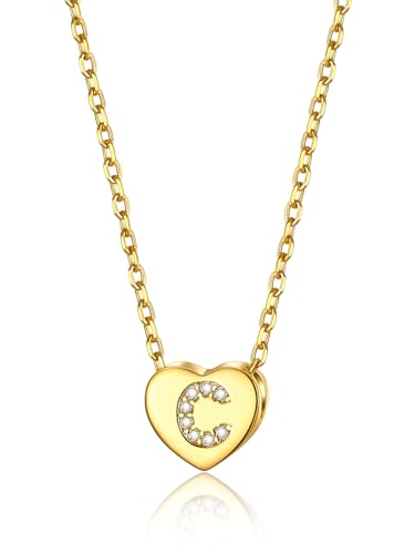 GOLDCHIC JEWELRY Herzkette Damen Kette C Mädchen Halskette mit Buchstaben Kupfer Rolokette 1,4MM breit Layering-Kette 41CM Choker Namenskette Gold Schmuck GOLDCHIC JEWELRY Herzkette Damen Kette C Mädchen Halskette mit Buchstaben Kupfer Rolokette 1,4MM breit Layering-Kette 41CM Choker Namenskette Gold Schmuck von GoldChic