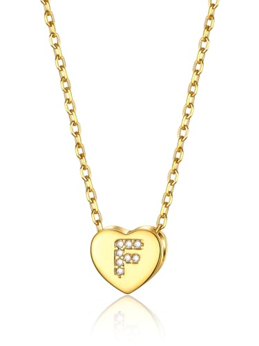 GOLDCHIC JEWELRY Herzkette Damen Kette F Mädchen Halskette mit Buchstaben Kupfer Rolokette 1,4MM breit Layering-Kette 41CM Choker Namenskette Gold Schmuck GOLDCHIC JEWELRY Herzkette Damen Kette F Mädchen Halskette mit Buchstaben Kupfer Rolokette 1,4MM breit Layering-Kette 41CM Choker Namenskette Gold Schmuck von GoldChic