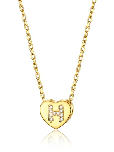 GOLDCHIC JEWELRY Herzkette Damen Kette H Mädchen Halskette mit Buchstaben Kupfer Rolokette 1,4MM breit Layering-Kette 41CM Choker Namenskette Gold Schmuck GOLDCHIC JEWELRY Herzkette Damen Kette H Mädchen Halskette mit Buchstaben Kupfer Rolokette 1,4MM breit Layering-Kette 41CM Choker Namenskette Gold Schmuck von GOLDCHIC JEWELRY