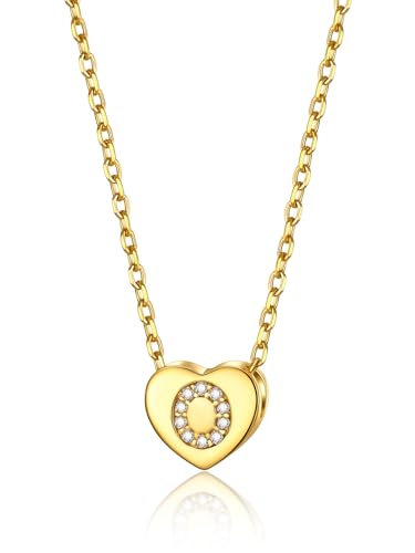 GoldChic Herzkette Damen Kette O Mädchen Halskette mit Buchstaben Kupfer Rolokette 1,4MM breit Layering-Kette 41CM Choker Namenskette Gold Schmuck GoldChic Herzkette Damen Kette O Mädchen Halskette mit Buchstaben Kupfer Rolokette 1,4MM breit Layering-Kette 41CM Choker Namenskette Gold Schmuck von GoldChic