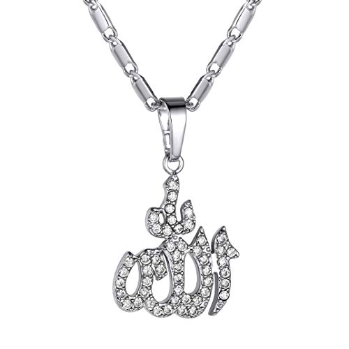 GOLDCHIC JEWELRY Kupfer Muslim Allah Allah Goldenes Symbol Anhämger mit Zirkon Silberfarbe Damen Islamischen Gott Allah Halskette GOLDCHIC JEWELRY Kupfer Muslim Allah Allah Goldenes Symbol Anhämger mit Zirkon Silberfarbe Damen Islamischen Gott Allah Halskette von GoldChic