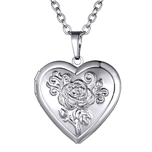 GOLDCHIC JEWELRY Medallion Anhänger Damen Herz Halskette Amulett aus Kupfer Rosemuster Relief Bilder Amulett Silberfarbe Damen Halskette Amulett für Valentinstag Jahrestag GOLDCHIC JEWELRY Medallion Anhänger Damen Herz Halskette Amulett aus Kupfer Rosemuster Relief Bilder Amulett Silberfarbe Damen Halskette Amulett für Valentinstag Jahrestag von GOLDCHIC JEWELRY