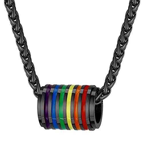 GOLDCHIC JEWELRY Mehrfarbig Regenbogen Homosexuell LGBT Gay & Lesbian Pride Regenbogenperlen Anhänger Schwarz Gay Pride Halskette für Männer Damen mit 55cm + 5cm Verlänerungskette GOLDCHIC JEWELRY Mehrfarbig Regenbogen Homosexuell LGBT Gay & Lesbian Pride Regenbogenperlen Anhänger Schwarz Gay Pride Halskette für Männer Damen mit 55cm + 5cm Verlänerungskette von GOLDCHIC JEWELRY