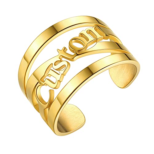 GOLDCHIC JEWELRY Name aufschneiden Ring einstellbare offene Name Ring mit Gravur anpassbare benutzerdefinierte Namensring 14.5mm Breit in Gold von GOLDCHIC JEWELRY