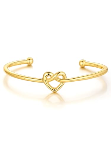 GoldChic Liebesknoten Armreif Gold Damen Herz Manschettenarmband mit Knoten Kupfer Frauen offene Manschetten Armbänder Gold Oberarmreif Armschmuck Accessoires GoldChic Liebesknoten Armreif Gold Damen Herz Manschettenarmband mit Knoten Kupfer Frauen offene Manschetten Armbänder Gold Oberarmreif Armschmuck Accessoires von GOLDCHIC JEWELRY
