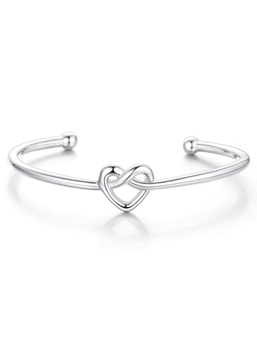 GoldChic Verstellbare Damen Liebesknoten Manschettenarmbänder Silber Frauen Mädchen Armreif mit Knoten Kupfer Herz Armband für Freundschaft Paare GoldChic Verstellbare Damen Liebesknoten Manschettenarmbänder Silber Frauen Mädchen Armreif mit Knoten Kupfer Herz Armband für Freundschaft Paare von GoldChic