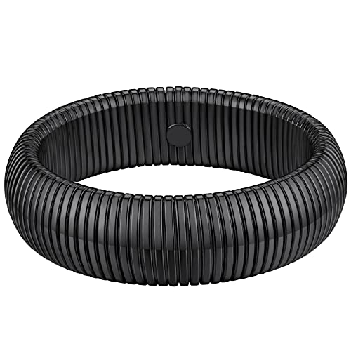 GoldChic Elastisches Armband Schwarz Edelstahl Stretch Schlangen Armreif 16mm breit Dicke Armbänder Schwarz für Damen Frauen von GOLDCHIC JEWELRY