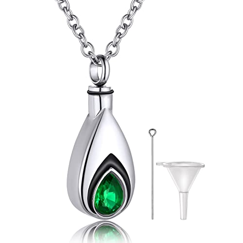 GoldChic Damen Memorial Andenken Halskette Edelstahl Tropfenförmiger Asche Urnen Anhänger Halskette mit Geburtsstein Silberfarbe Memorial Feuerbestattung Schmuck mit Kette 51cm+5cm lang GoldChic Damen Memorial Andenken Halskette Edelstahl Tropfenförmiger Asche Urnen Anhänger Halskette mit Geburtsstein Silberfarbe Memorial Feuerbestattung Schmuck mit Kette 51cm+5cm lang von GOLDCHIC JEWELRY
