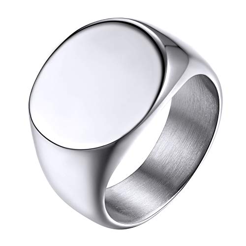 GoldChic Edelstahl Herren Damen Siegelring Vintage Kronen Glänzend Poliert Bandring Silberfarbe Rock Ringe für Männer Jungen Modeschmuck Poliert Herren Ringe Ringgröße 56.5 (18.1) von GoldChic