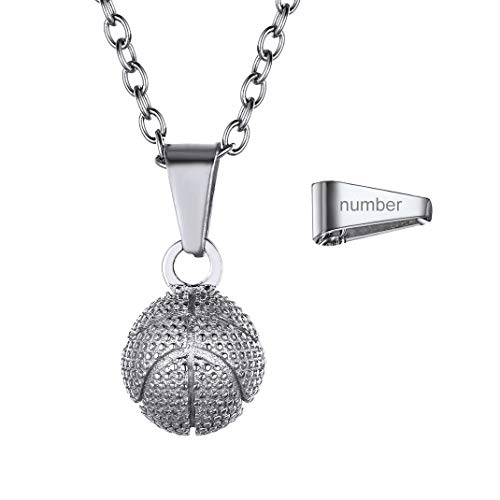 GoldChic Edelstahl Herren Halskette Basketball Charm Kettenanhänger Hip Hop 3D Basketball Anhänger mit 51cm+5cm Kette für Männer Jungen Damen Frauen von GOLDCHIC JEWELRY