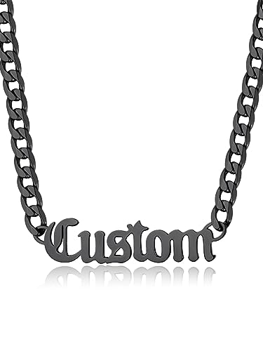GoldChic Edelstahl Namenskette Personalisierte Damen Herren Halskette mit Wunschnamen Allgemeine Namen Anhänger Halskette in Schwarz mit 46cm Kette für Männer Frauen GoldChic Edelstahl Namenskette Personalisierte Damen Herren Halskette mit Wunschnamen Allgemeine Namen Anhänger Halskette in Schwarz mit 46cm Kette für Männer Frauen von GoldChic