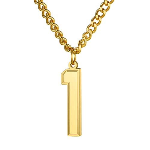 GoldChic Glückliche Nummer 000-999 Anhänger Halskette Herren Tennis Kette Gold Sportliche Anzahl 1 Kette mit 56cm Halskette von GOLDCHIC JEWELRY