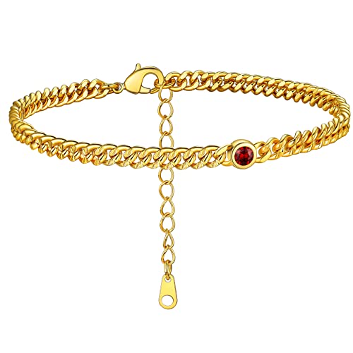 GoldChic Gold Fußkettchen für Damen Frauen Verstellbare Fußkette 4mm breit Zirkonia Panzerkette Anklet Armband 22cm+5cm Strand Fußkettchen von GOLDCHIC JEWELRY