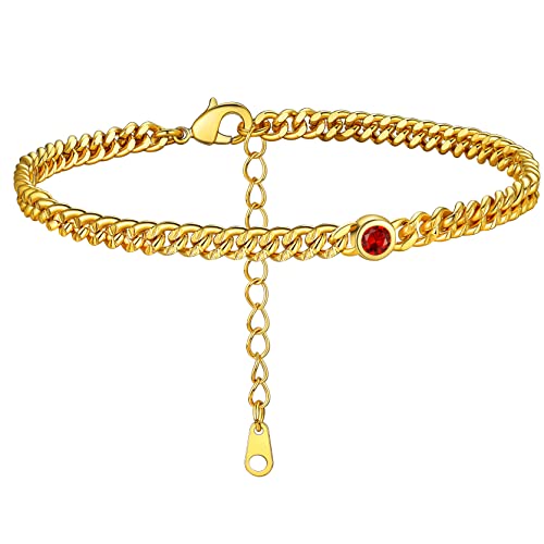 GoldChic Gold Fußkettchen für Damen Frauen Verstellbare Fußkette 4mm breit Zirkonia Panzerkette Anklet Armband 22cm+5cm Strand Fußkettchen von GoldChic