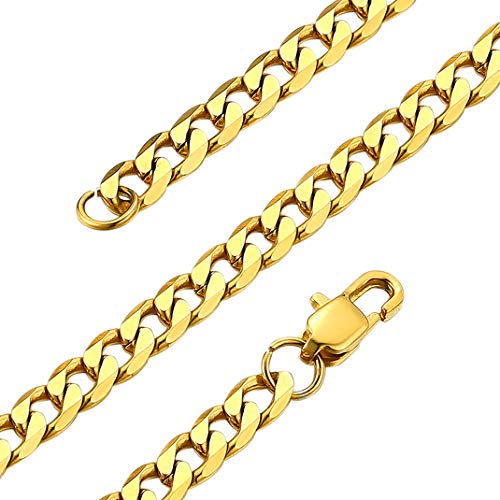 GOLDCHIC JEWELRY Edelstahl Blechhalter Kette Klassische Herren Ketten in Breit 4MM, Edelstahl Blechhalter Ketten mit 18K Vergoldet Farben 18 Zoll，Perfeckt Geschenk für Herren/Damen von GOLDCHIC JEWELRY